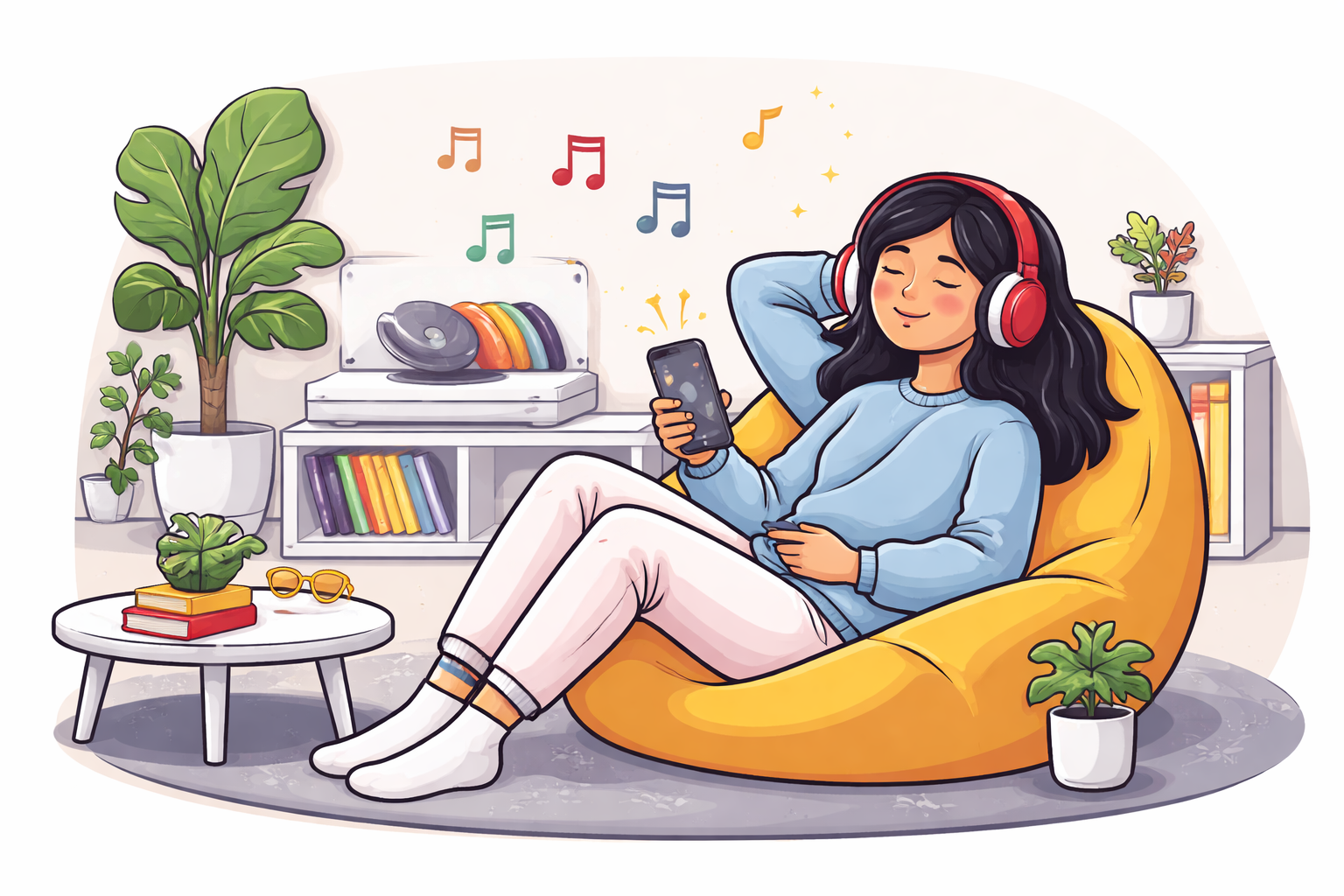 Listening to music illustration